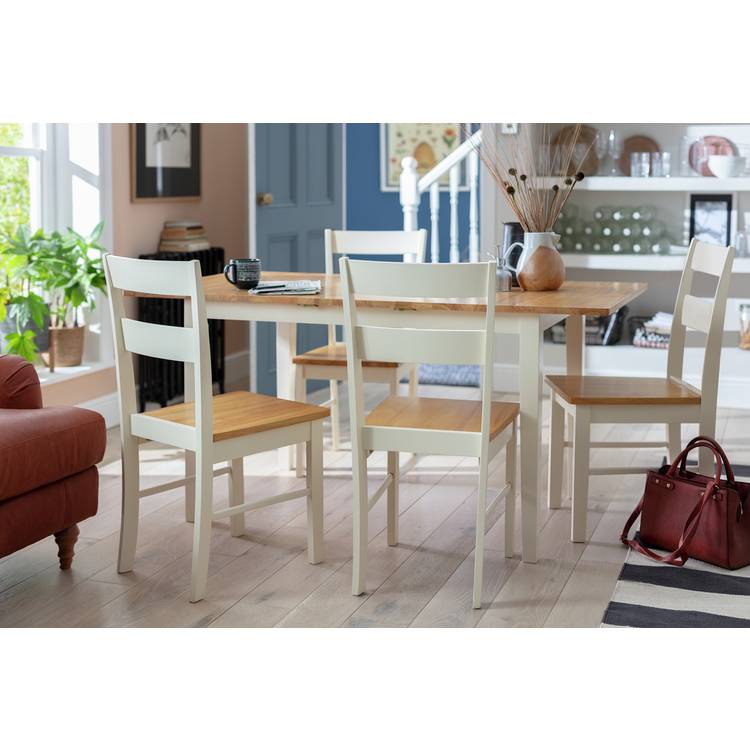 Argos Home Chicago Oak White Dining Table &4 Oak White Chair 0