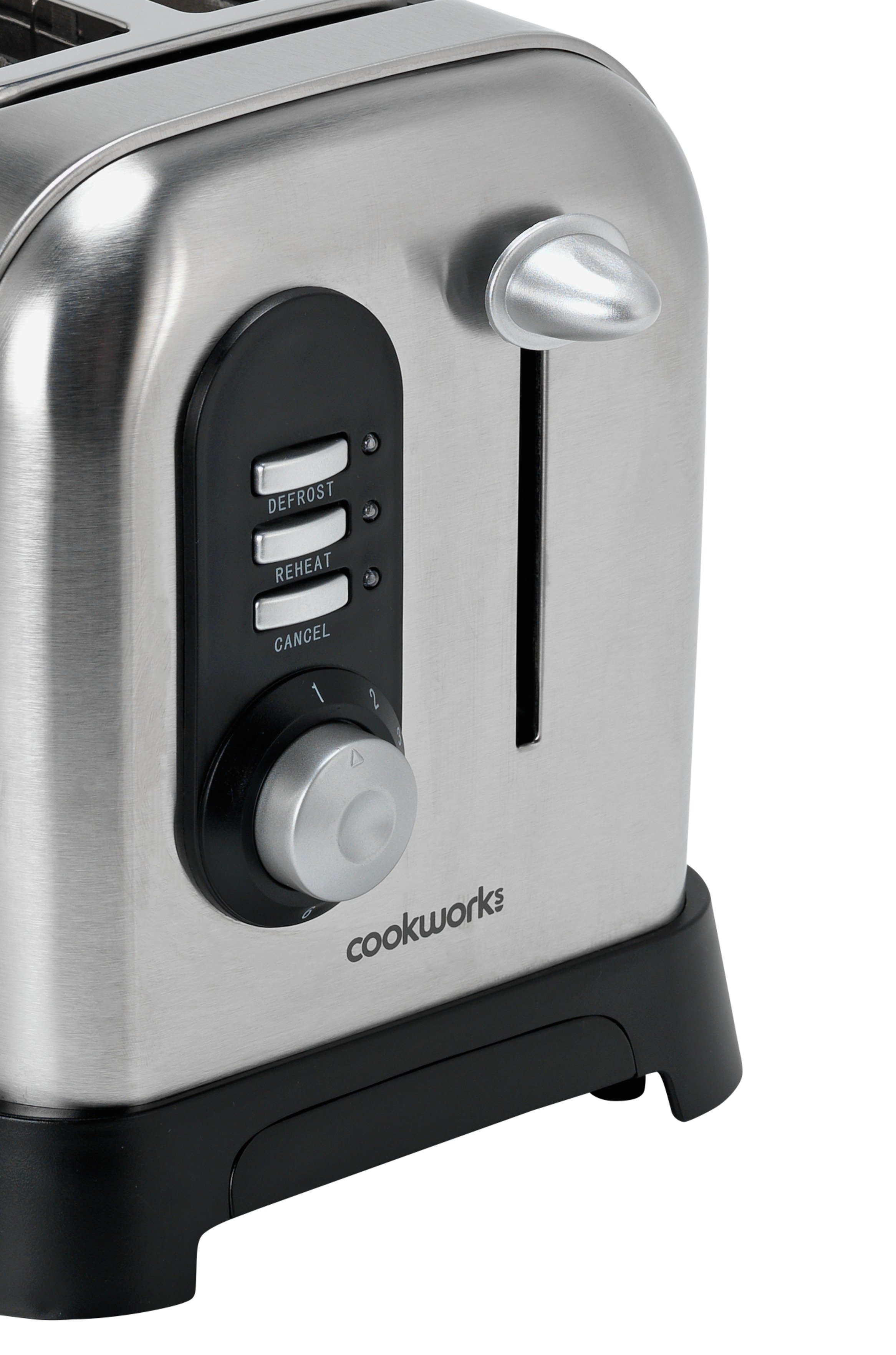 Cookworks Highlift 2 Slice Toaster Bread, Crumpet Or Muffin Stainless