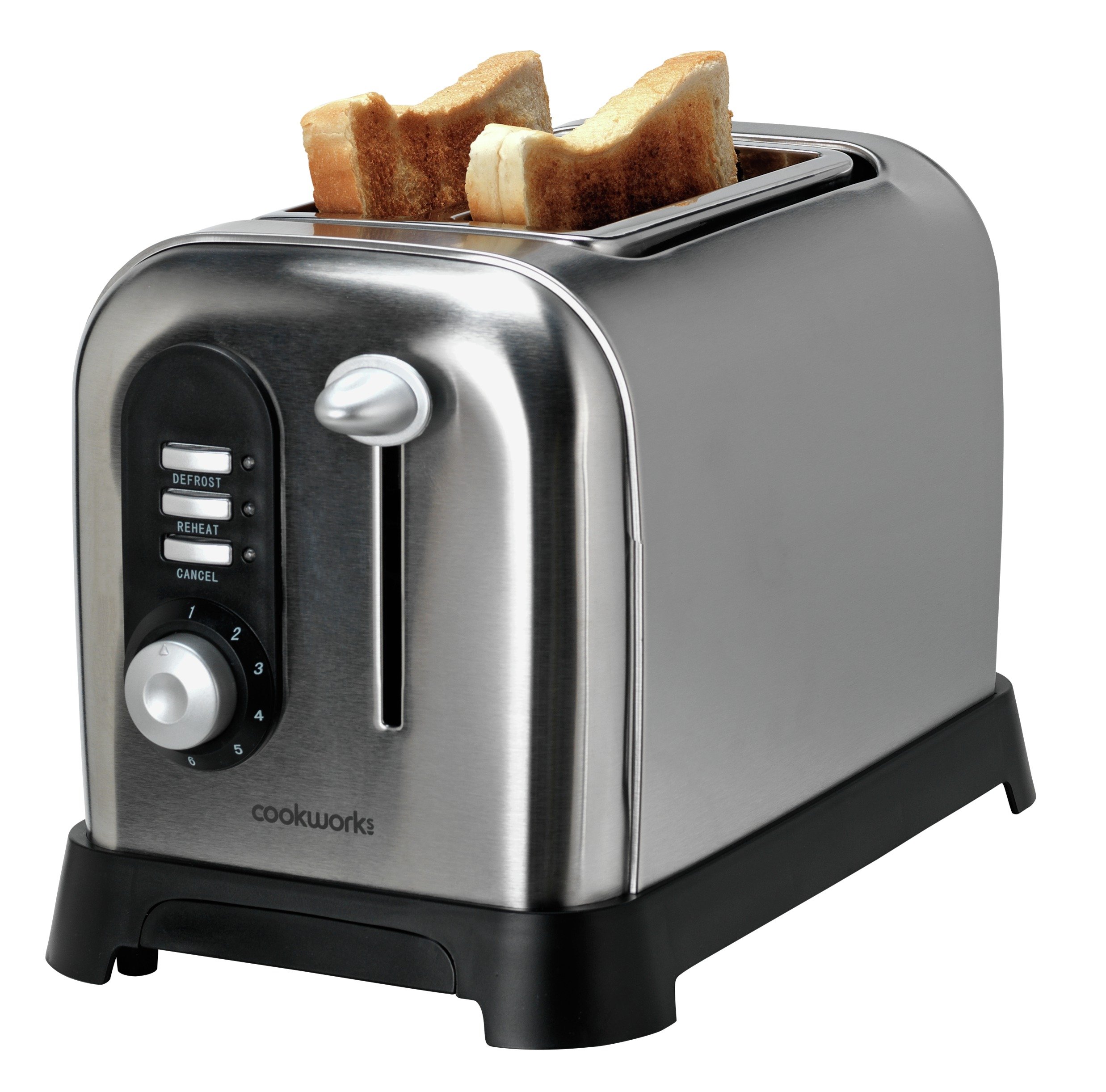 Cookworks Highlift 2 Slice Toaster Bread, Crumpet Or Muffin Stainless