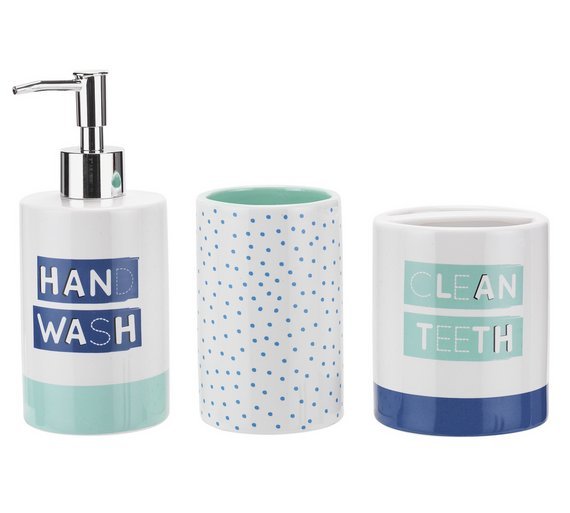 Argos Home Wash Me 3 Piece Bathroom Accessory Set