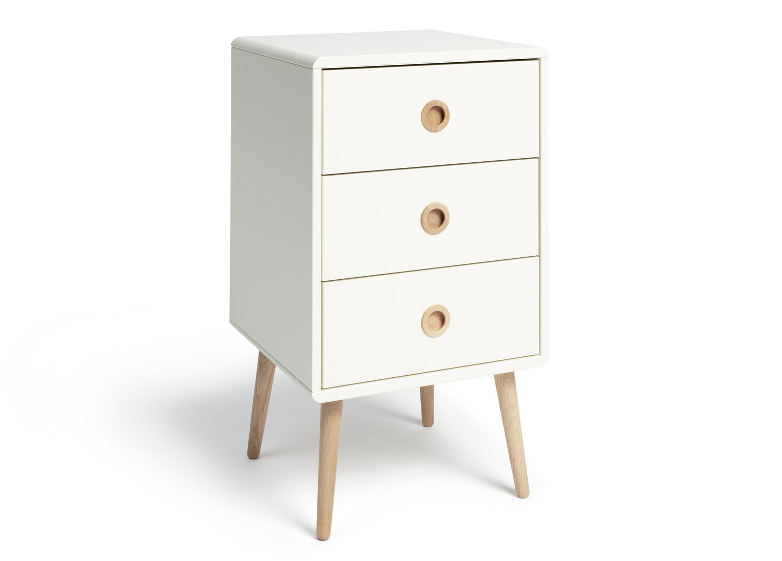 Softline 3 Drawer Bedside Table - White