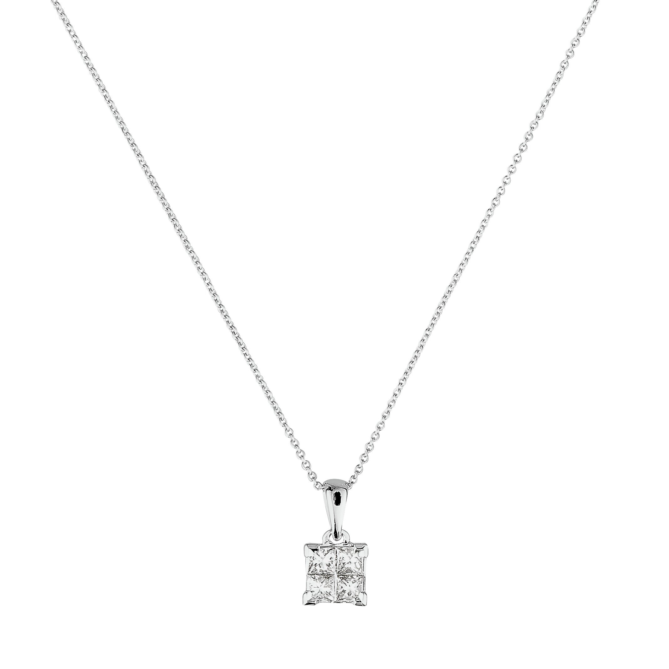 Revere 9ct White Gold Diamond Pendant 18 Inch Necklace