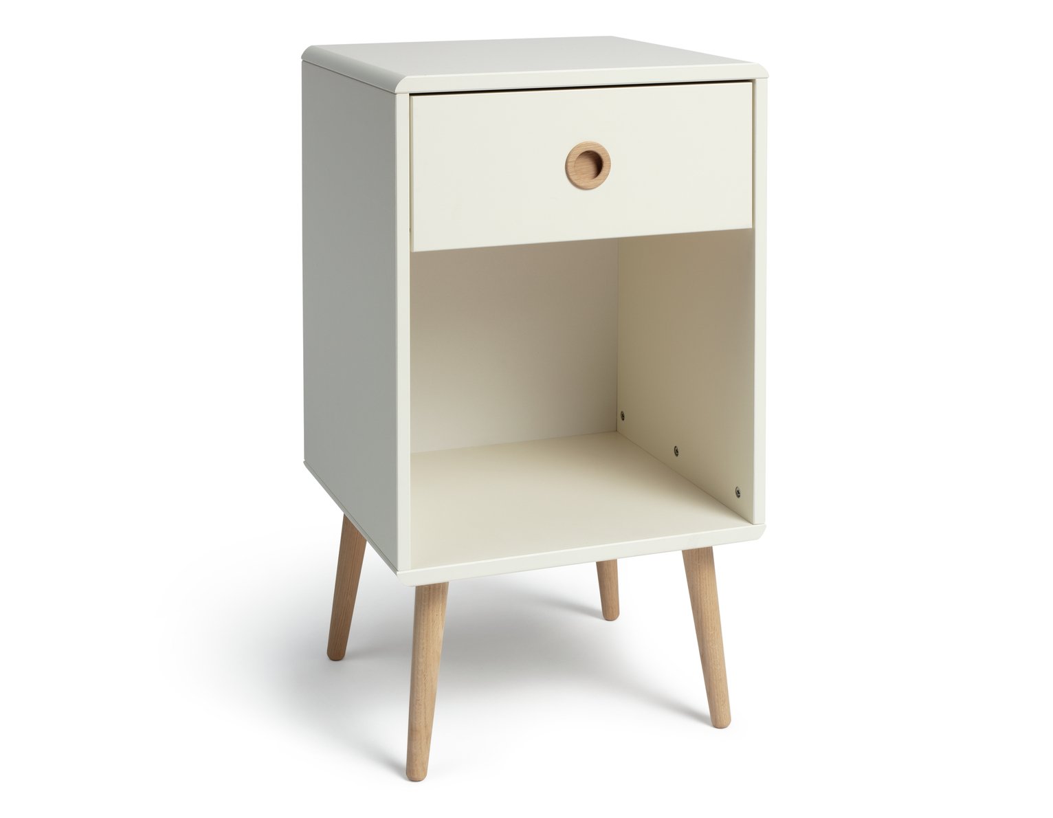 Softline 1 Drawer Bedside Table - White