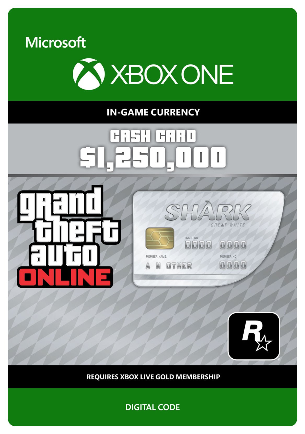 Grand Theft Auto Great White Shark V Xbox One Cash Card