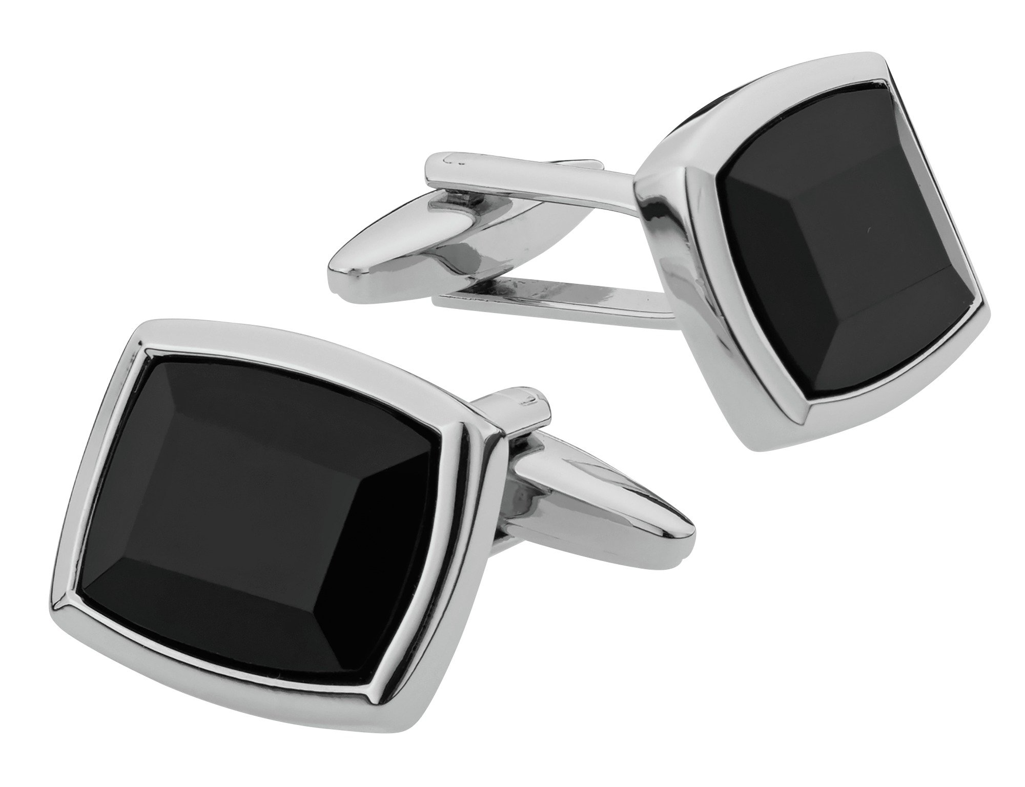 Revere Men's Silver Colour Synthetic Black Onyx Cufflinks