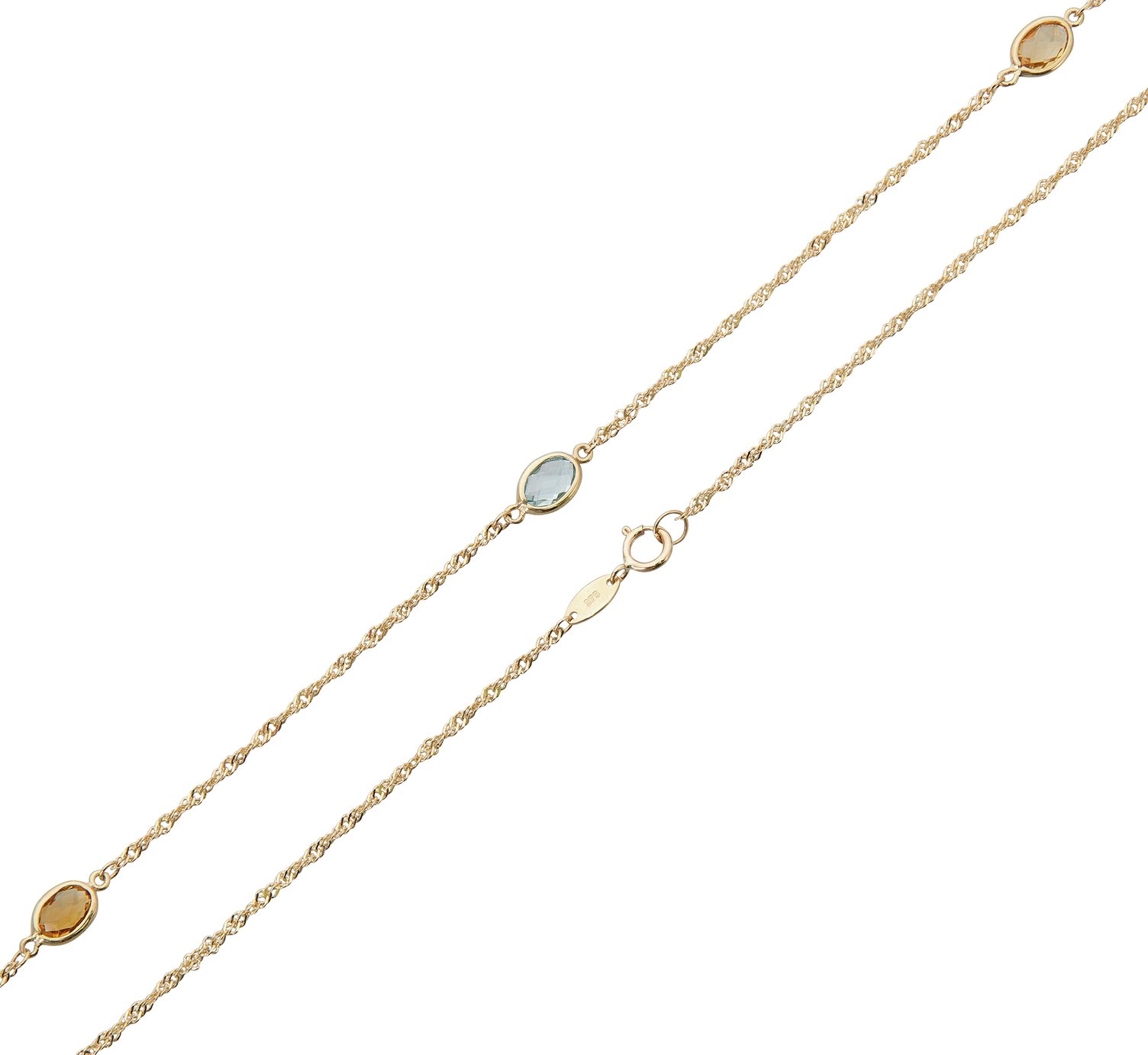 Revere 9ct Gold Multi Stone Necklace 17inch Necklace