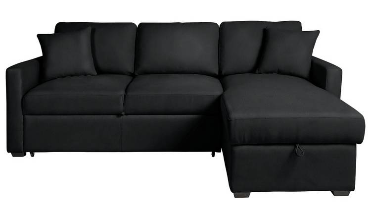 Black leather deals couch bed