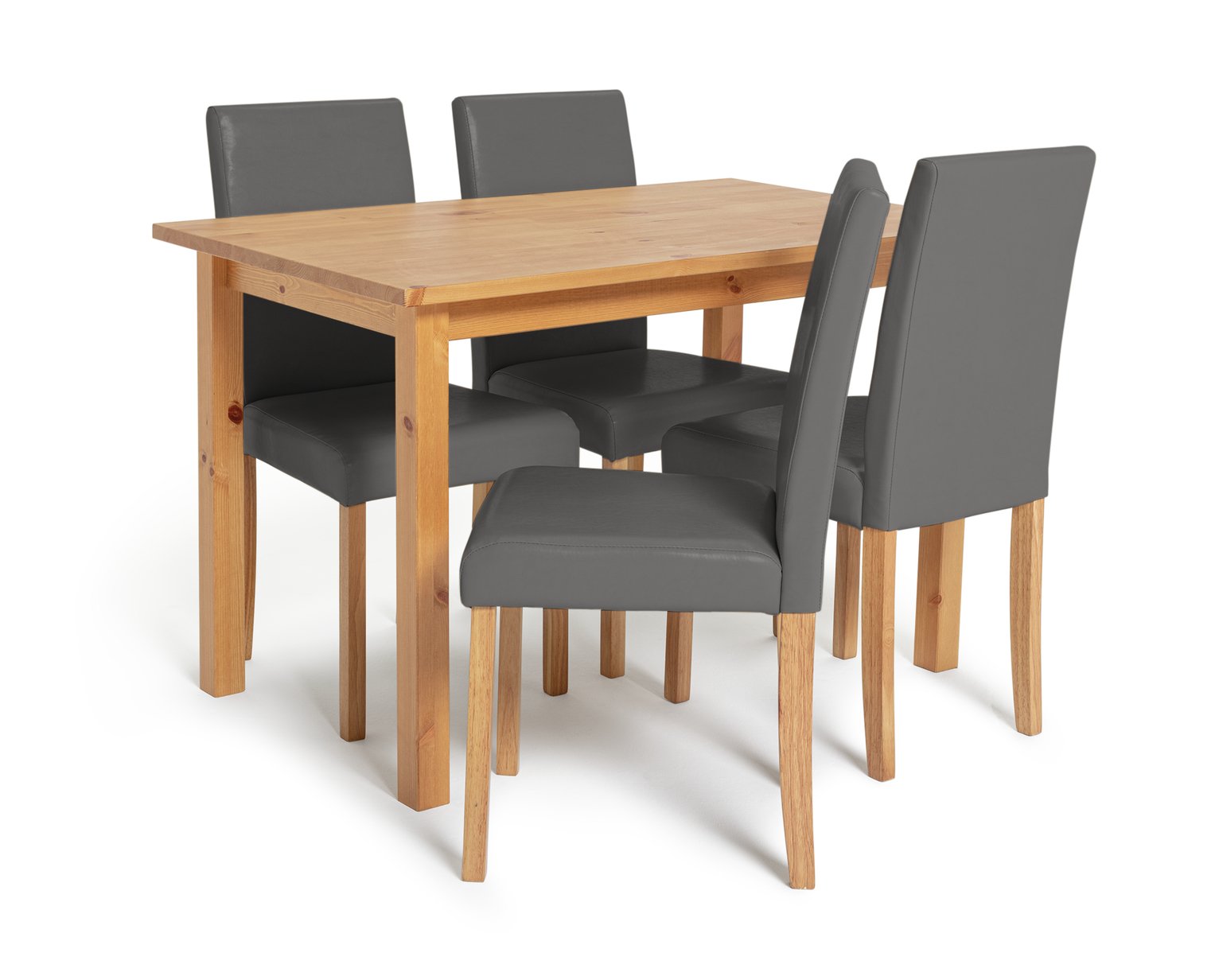 Habitat Ashdon Solid Wood Dining Table & 4 Grey Chairs