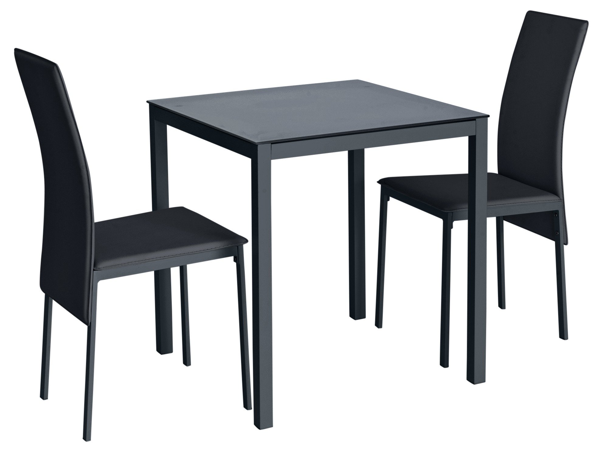 Argos Home Lido Glass Dining Table & 2 Black Chairs (7068344) | Argos