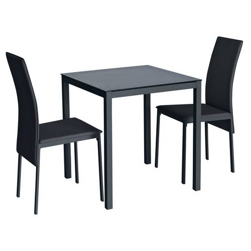 Buy Argos Home Lido Glass Dining Table & 2 Black Chairs | Space saving
