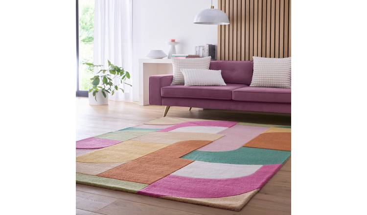 Mega Flooring Pink Modern Geometric Rug - 120 x 170cm