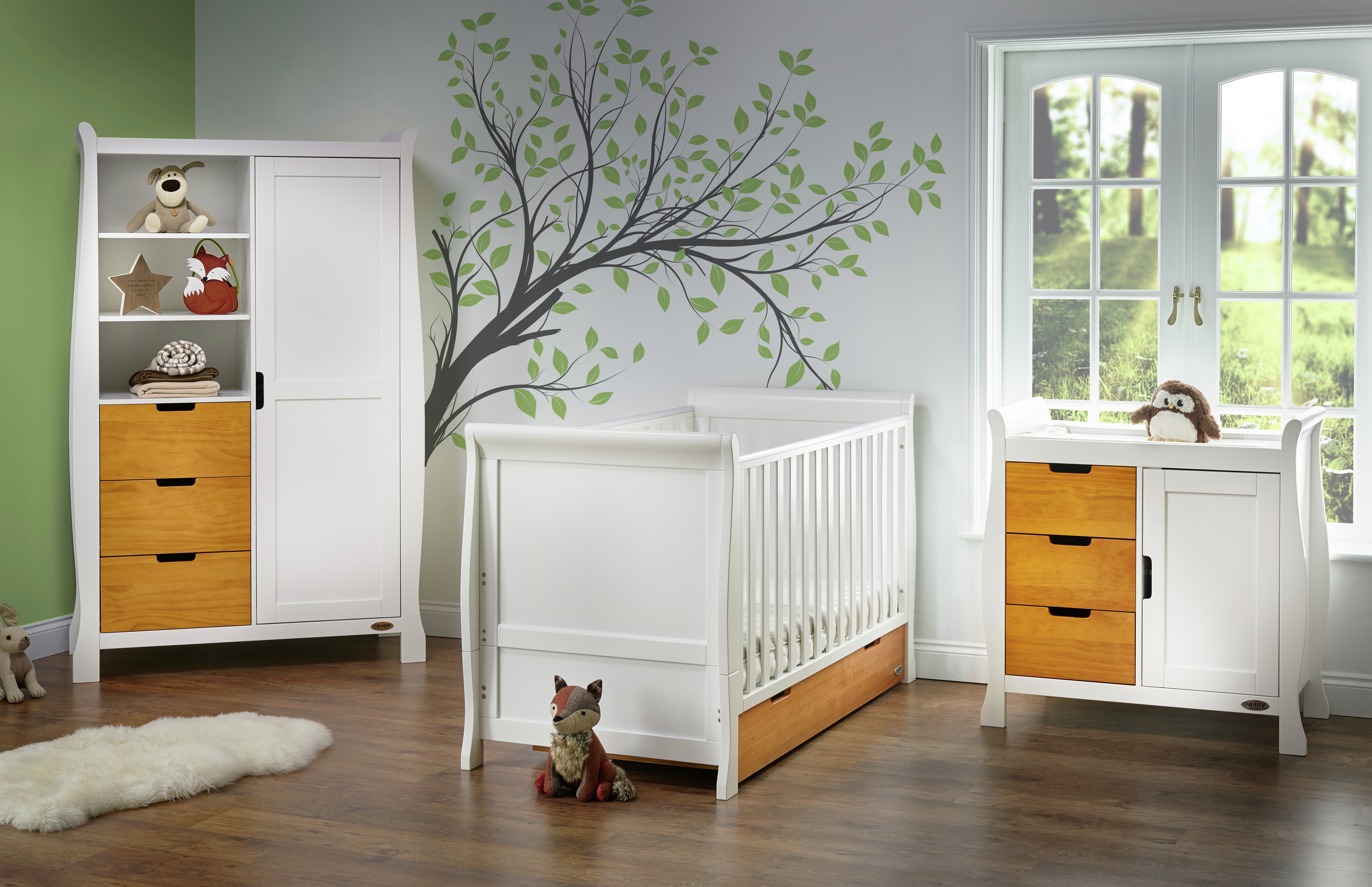 Obaby Stamford 3 Piece Room Set - White with Country Pine