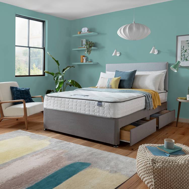 Silentnight Small Double 4 Drawer Divan Bed - Grey 0