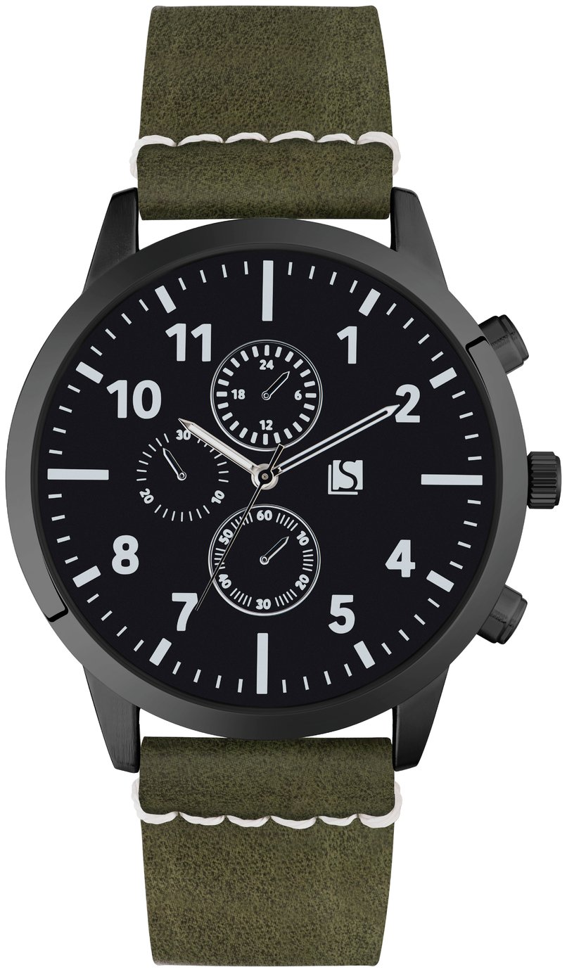 Spirit Men's Black Dial Khaki Strap Watch (7075014) | Argos Price ...