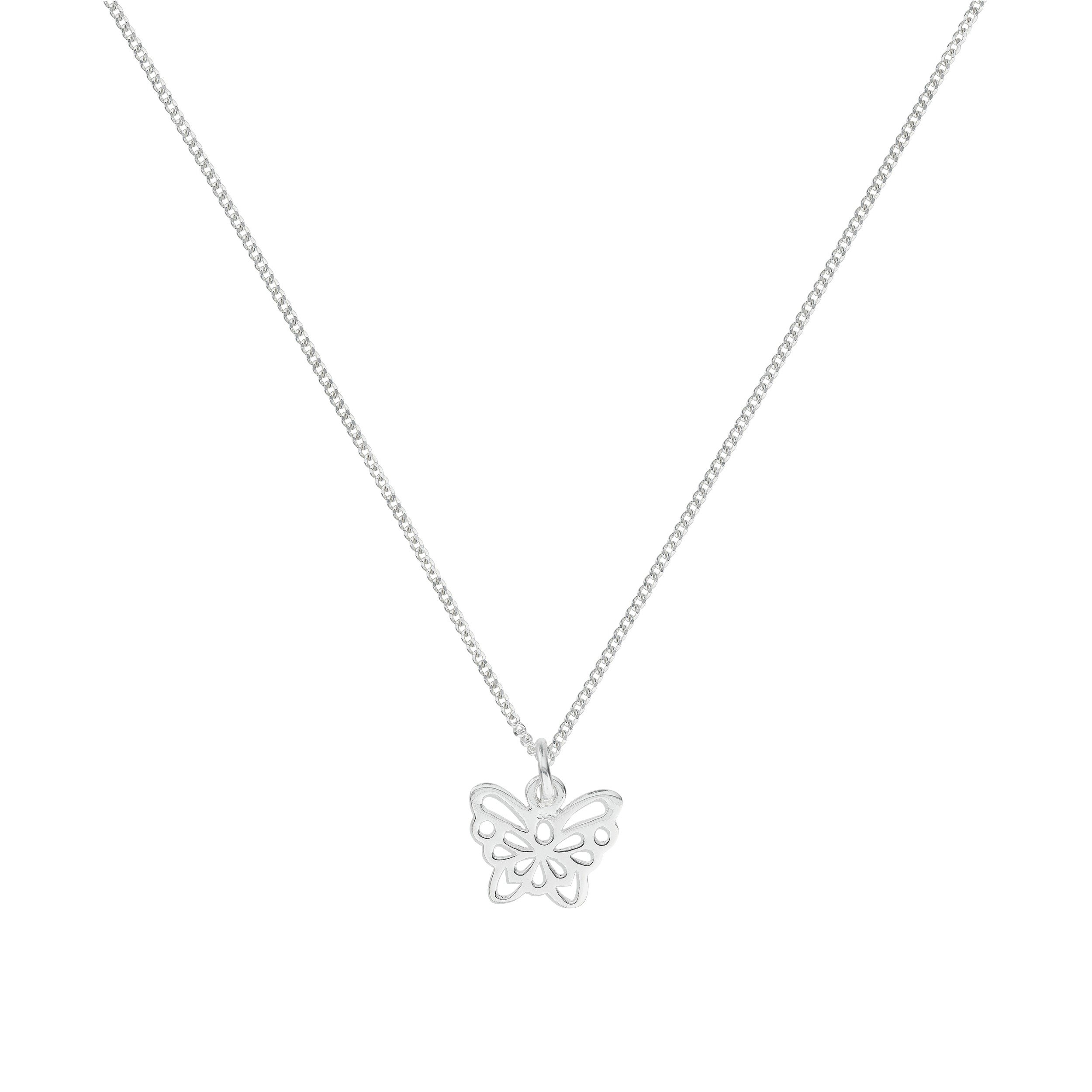 Revere Silver Filigree Butterfly Pendant 18 Inch Necklace