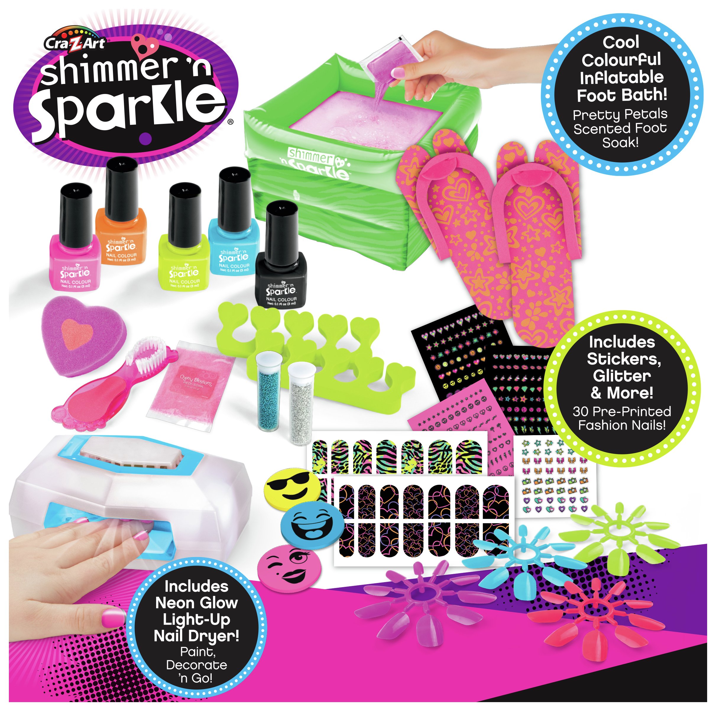 Shimmer 'N' Sparkle Neon Manicure and Pedicure Set (7078231) Argos