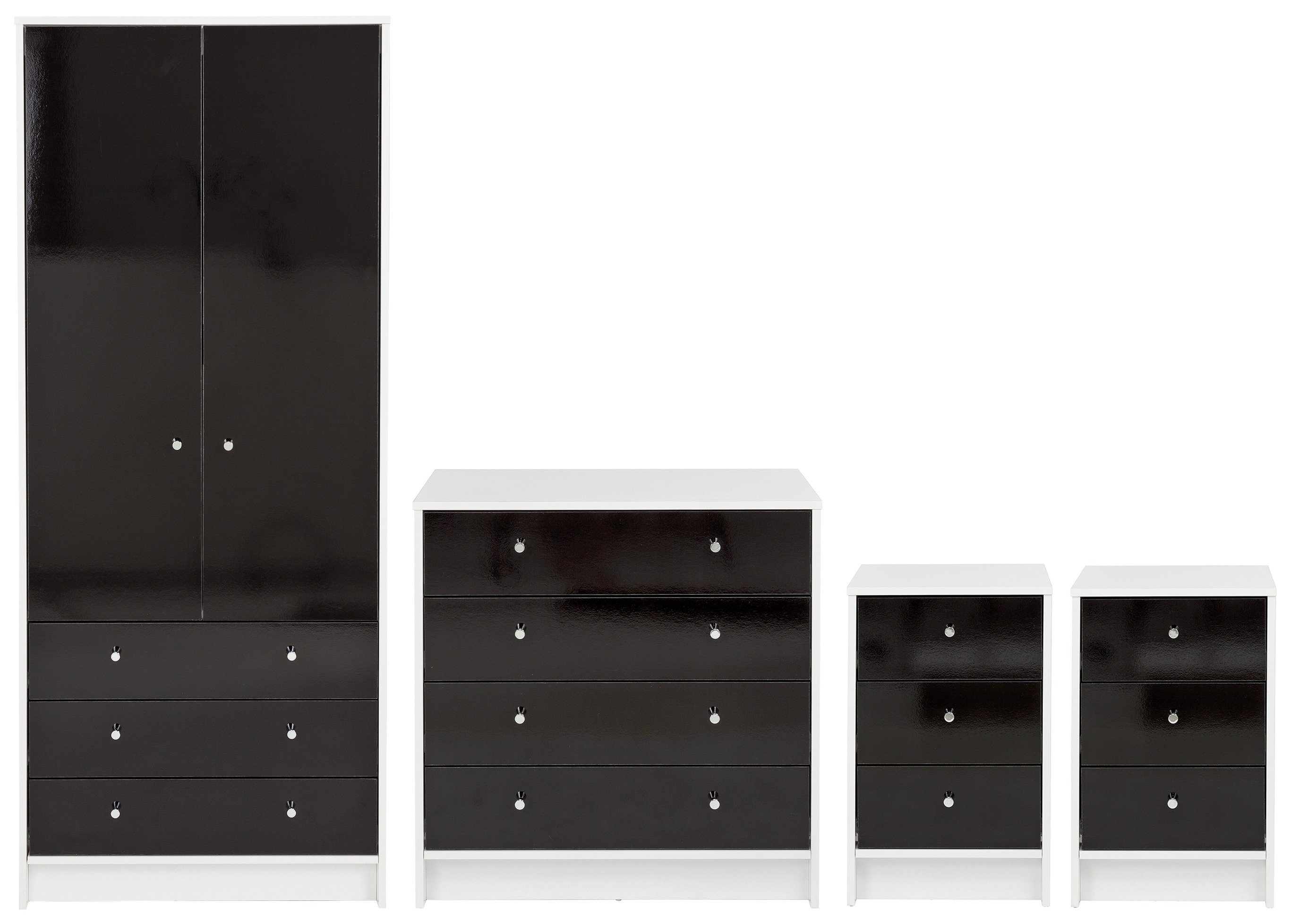 Argos Home Malibu Gloss 4 Piece Wardrobe Set - Black & White