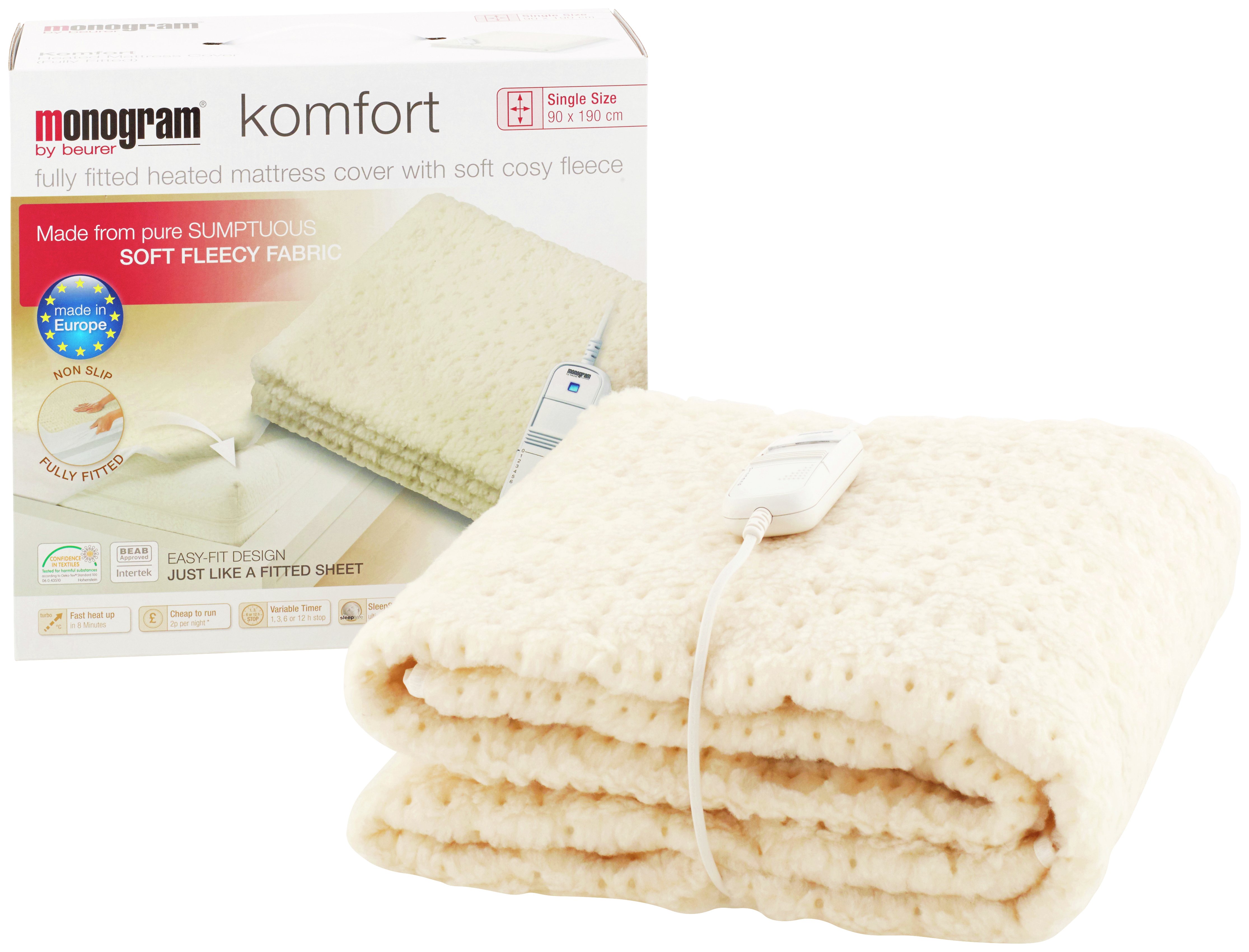 Monogram Komfort Fleece Heated Mattress Cover - Single