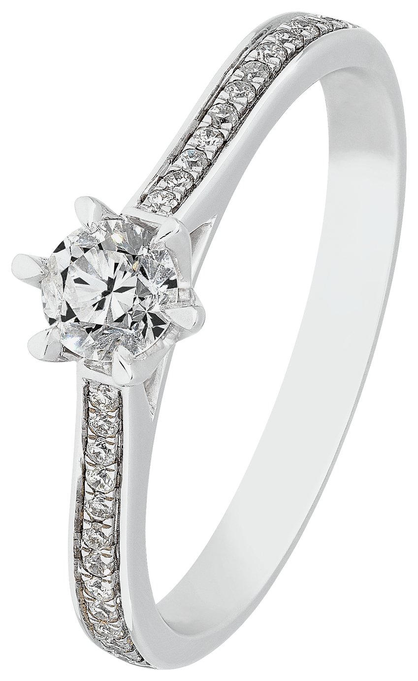 Revere 9ct White Gold 0.40ct tw Diamond Shoulder Detail Ring