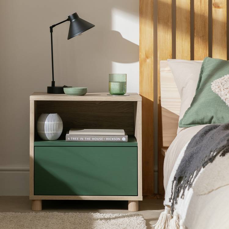 Habitat Koda 1 Drawer Bedside Table - Green 0