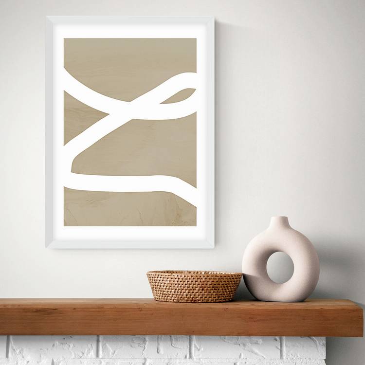 East End Prints Lines White Frame Art Print - A3 0