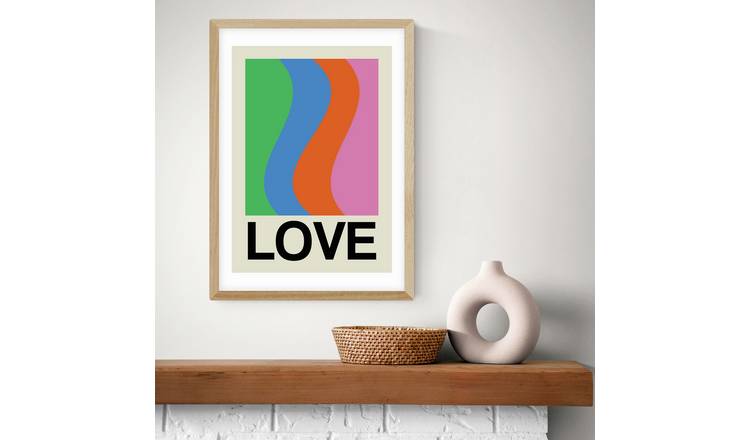 East End Prints Love Wave Gala Oak Frame Art Print - A2