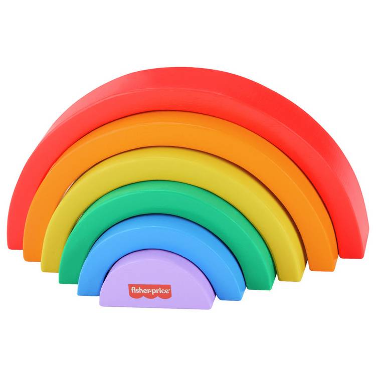Fisher-Price Toddler Toy Wooden Stacking Rainbow 0