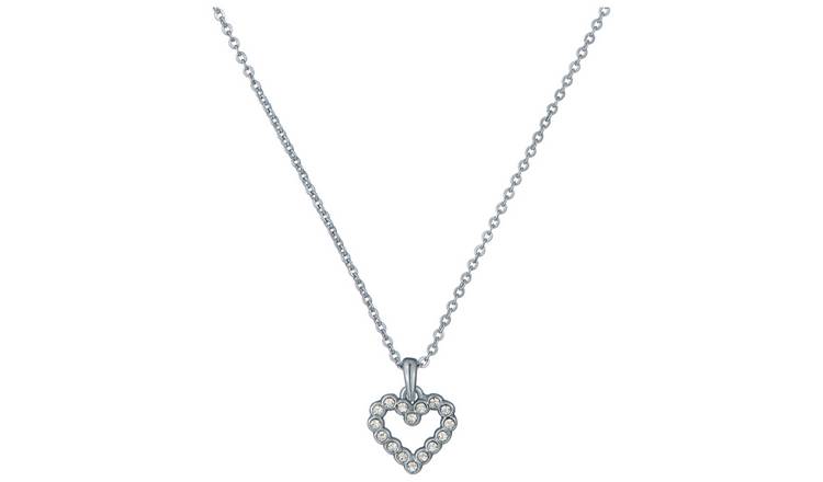 Ted Baker Silver Plated Crystal Halo Heart Pendant Necklace