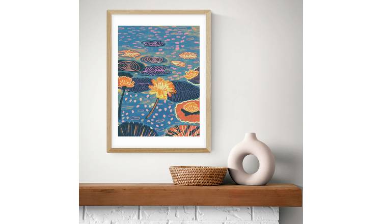 East End Prints Magic Pond Oak Frame Art Print - A2