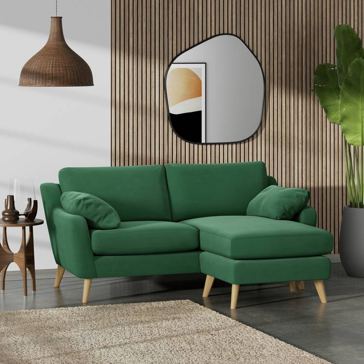 Habitat Ivor Right Hand Corner Sofa - Green - Ash Leg 0
