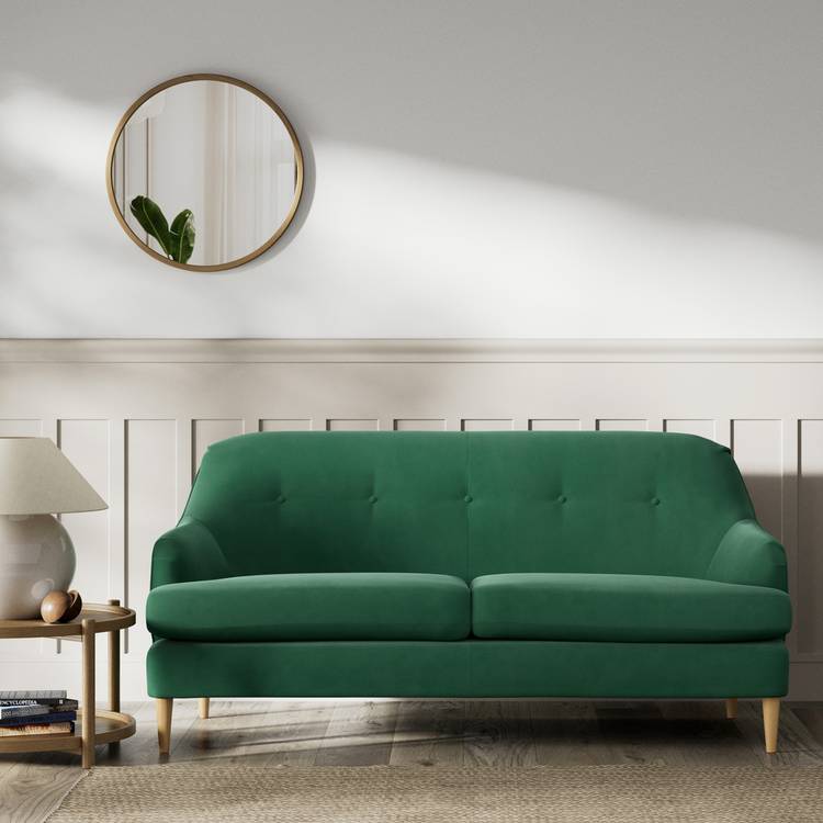 Habitat Frome Fabric 2 Seater Sofa - Green - Ash Leg 0