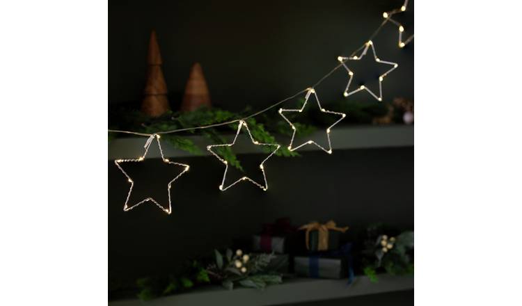 Habitat 6 White Battery LED Christmas Star String Lights