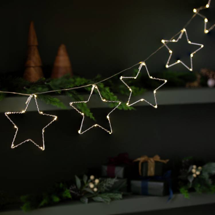 Habitat 6 White Battery LED Christmas Star String Lights 0