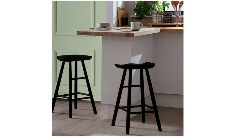 Habitat Barnwell Oak Tall Stool - Black