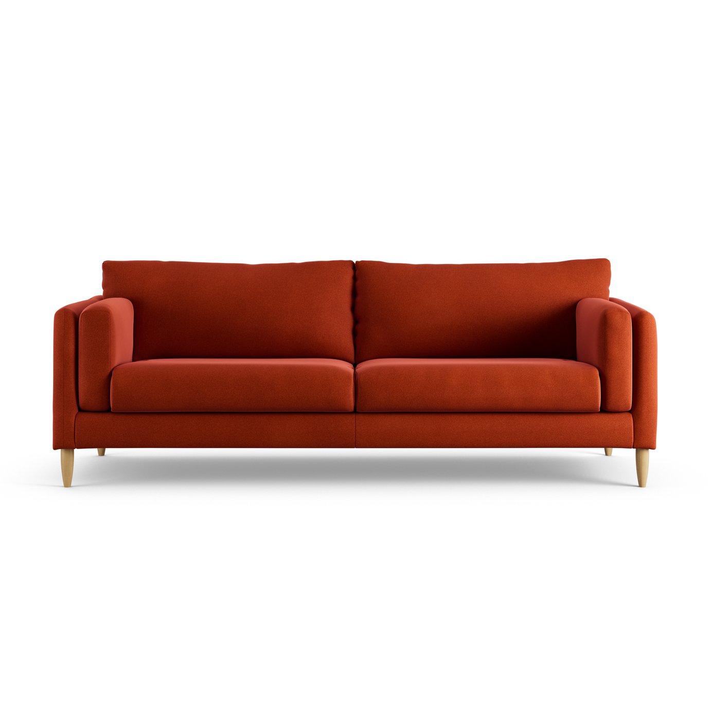 Habitat Newington Velvet 4 Seater Sofa - Orange - Ash Leg