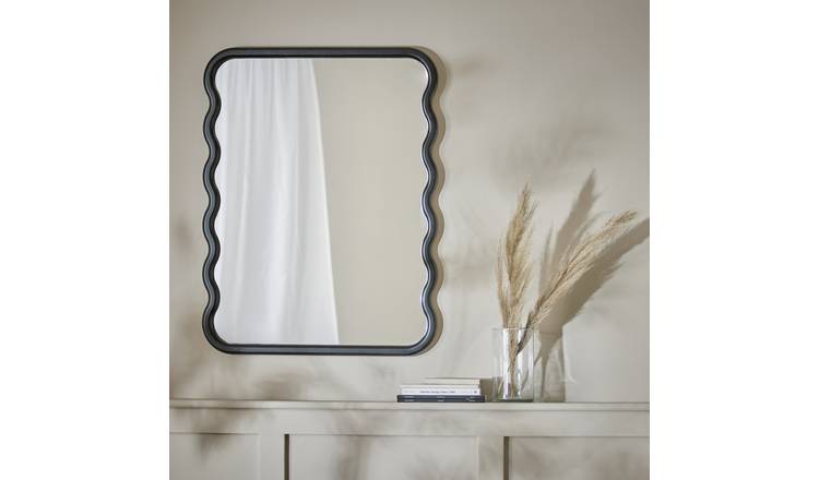 Habitat Black Wiggle Wall Mirror - 60x80cm