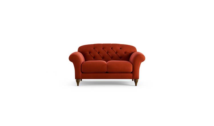 Habitat Brooker Velvet  2 Seater Sofa - Orange - Dark Leg