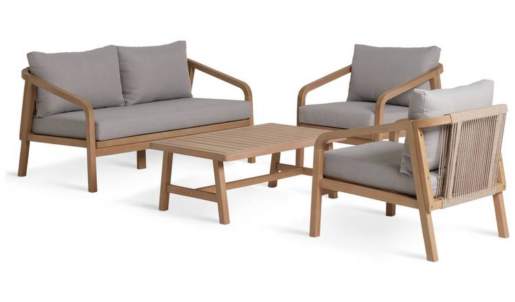 Habitat Hania 4 Seater Wooden Garden Sofa Set  - Natural