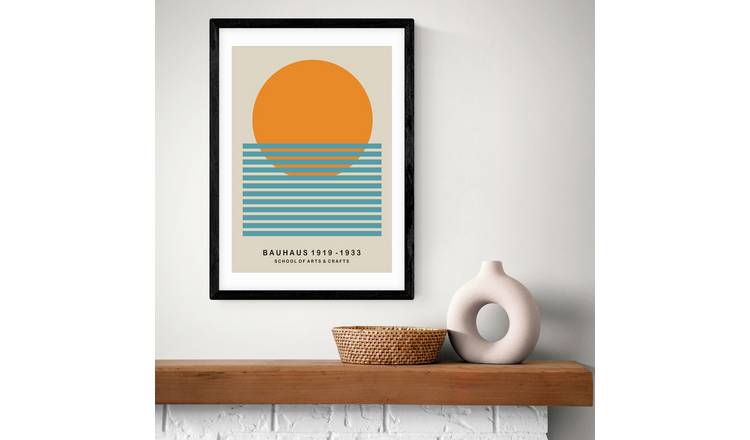 East End Prints Sun Bauhaus Black Frame Art Print - A2