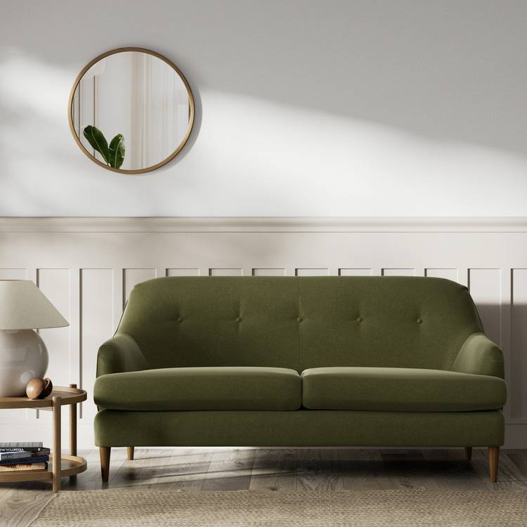 Habitat Frome Velvet 2 Seater Sofa - Moss Green - Dark Leg 0