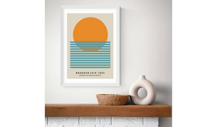 East End Prints Sun Bauhaus White Frame Art Print - A2