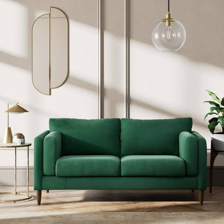 Habitat Newington Fabric 2 Seater Sofa - Green - Dark Leg 0