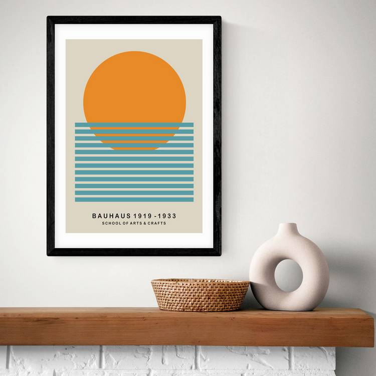 East End Prints Sun Bauhaus Black Frame Art Print - A3 0