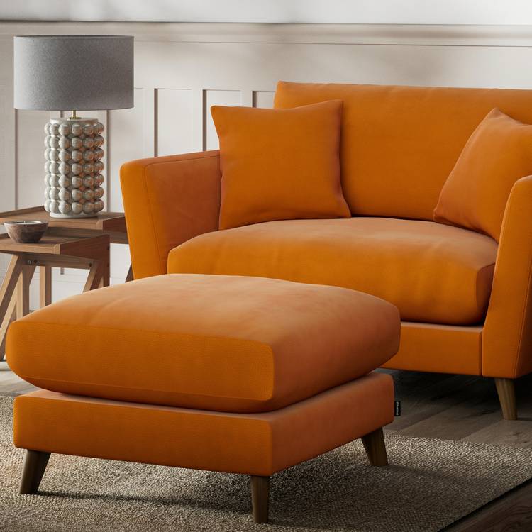 Habitat Lomond Fabric Footstool - Orange - Dark Leg 0