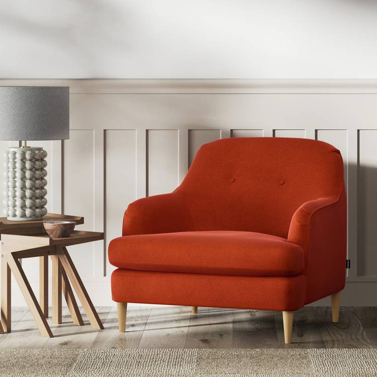 Habitat Frome Velvet Armchair - Burnt Orange - Ash Leg 0