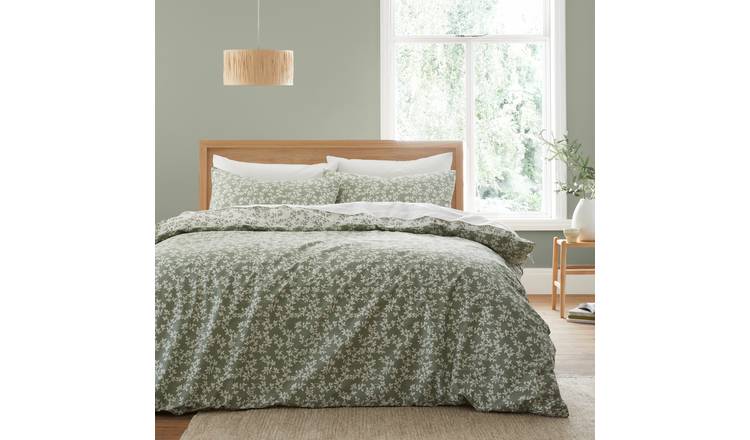 Bianca Cotton 200 TC Shadow Leaves Green Bedding Set - King