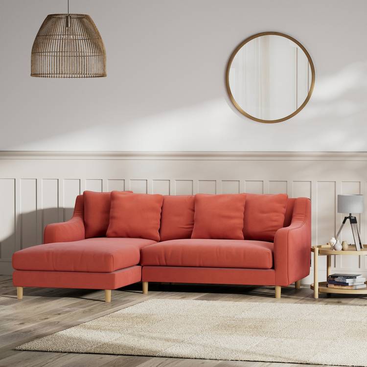 Habitat Swift Left Hand Corner Sofa - Papaya - Ash Leg 0