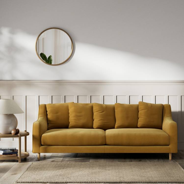 Habitat Swift Fabric 3 Seater Sofa - Gold - Ash Leg 0