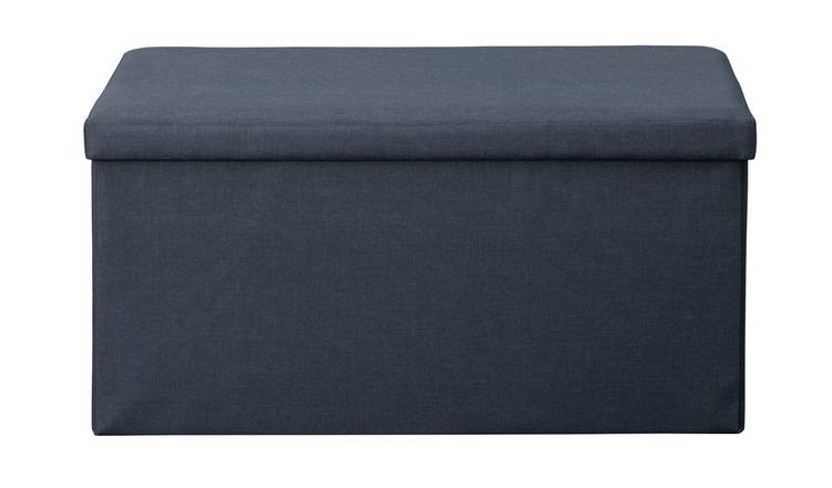 Buy Argos Home Bennett Medium Fabric Ottoman Navy Ottomans