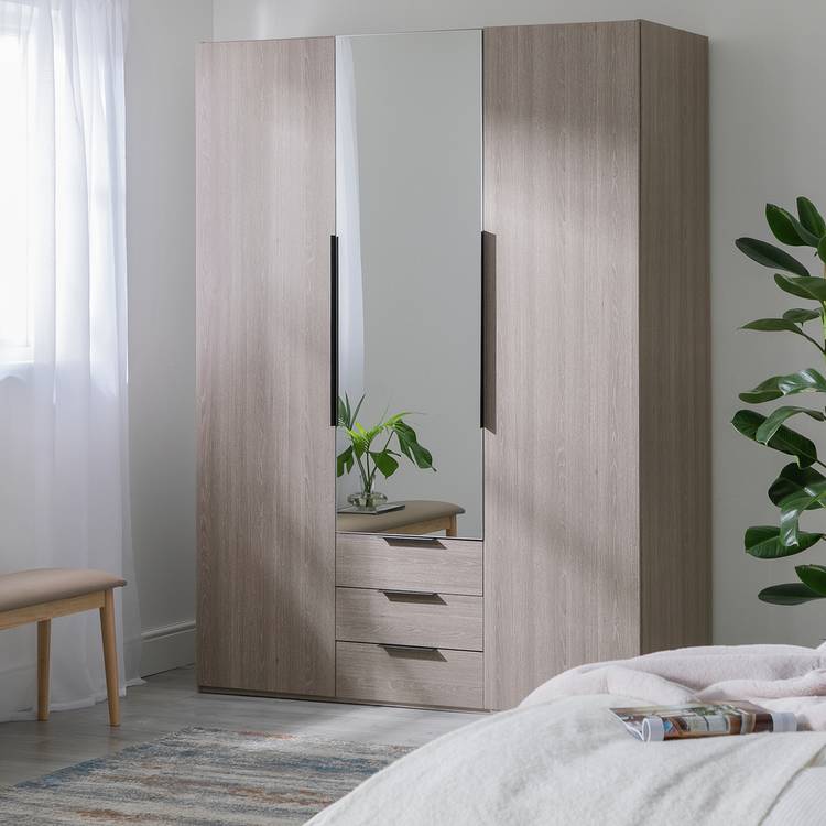 Argos Home Hallingford 3 Door 3 Drawer Wardrobe - Grey   0